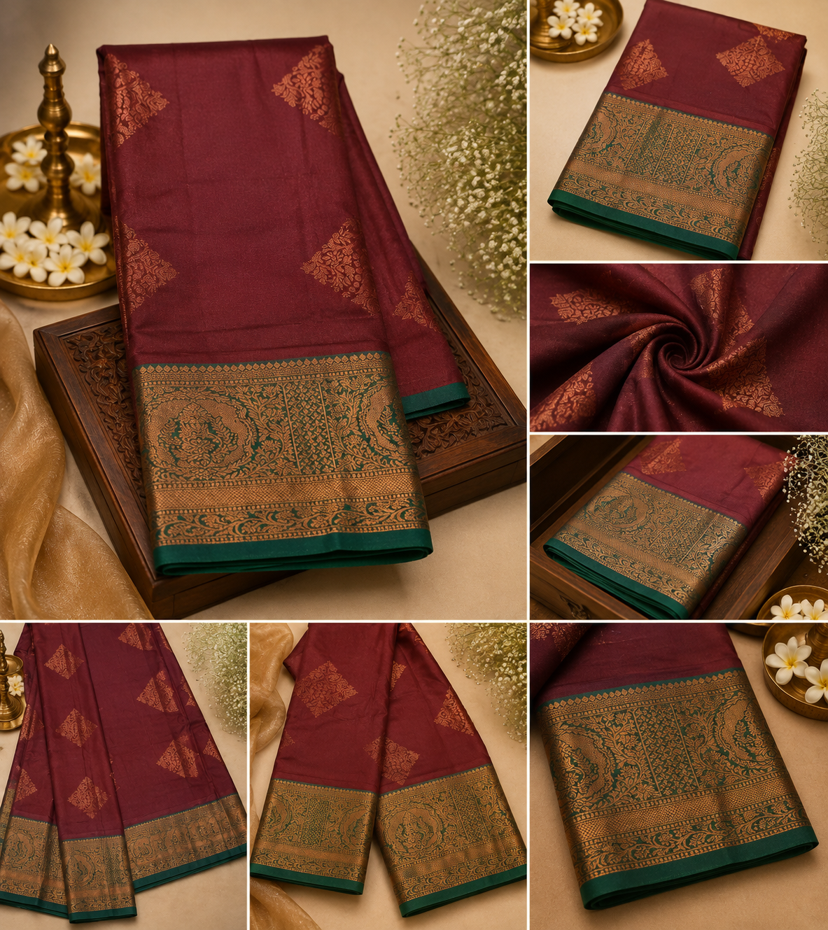 Maroon Soft Pattu Silk Saree with Blouse