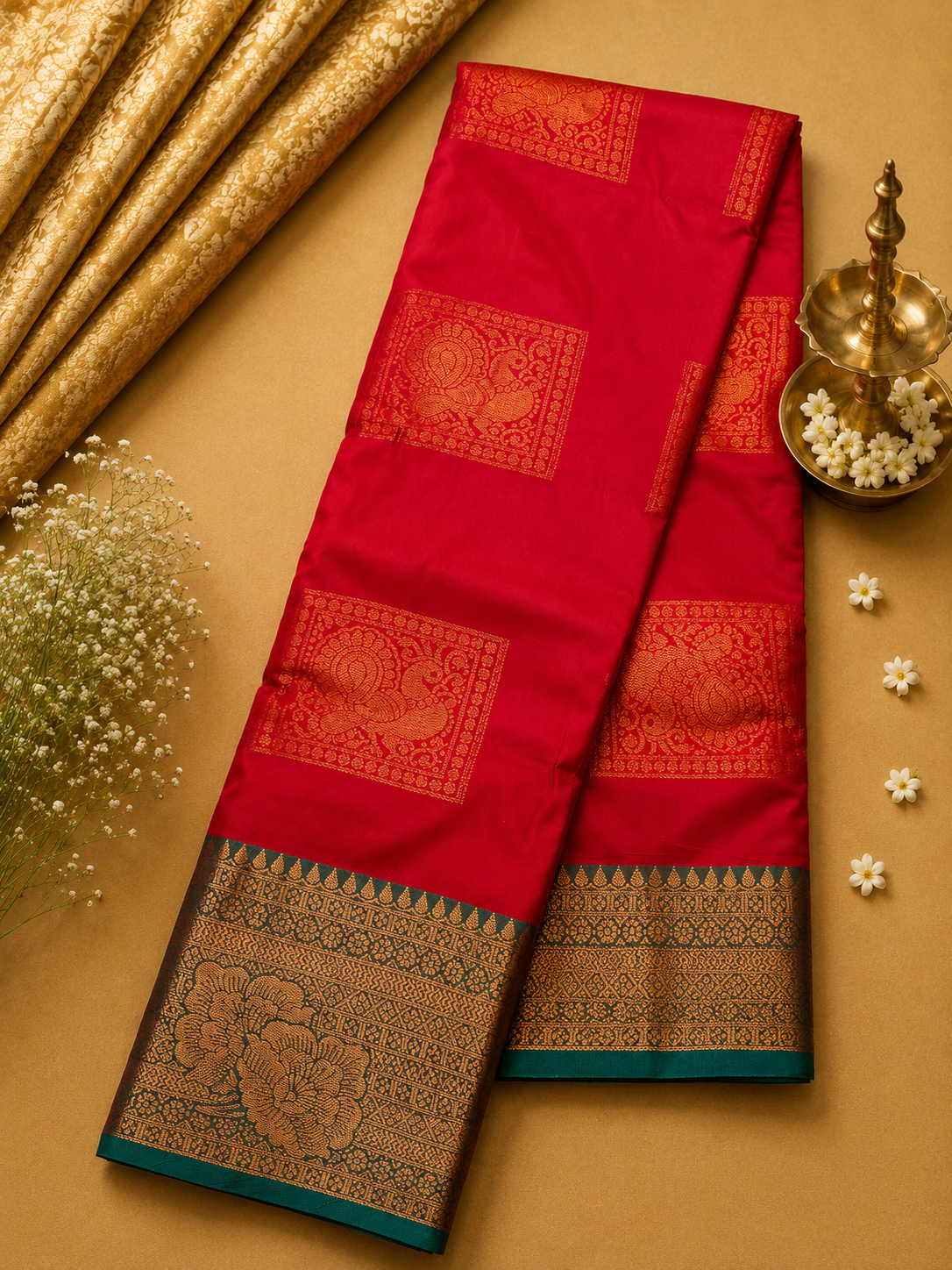 Rani Pink Soft Pattu Silk Saree with Floral Zari Border & Blouse
