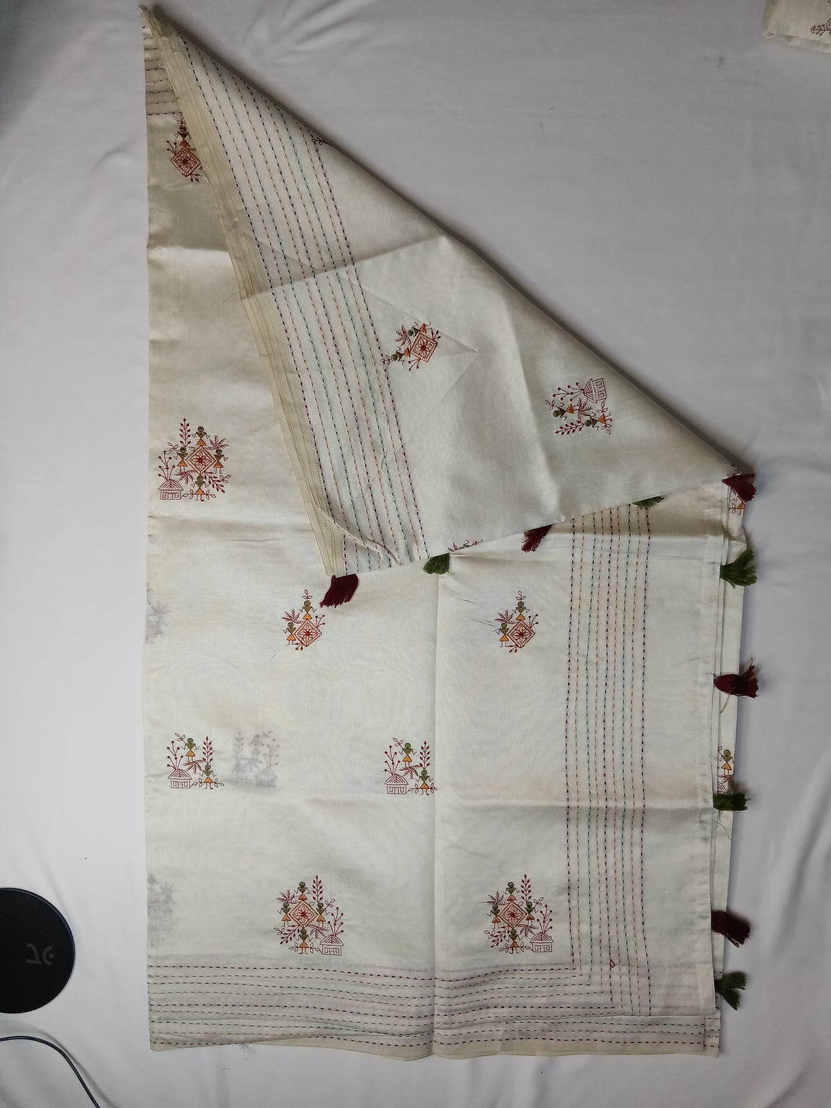 Cotton Sarees Ivory/Cream – multicolor traditional motif