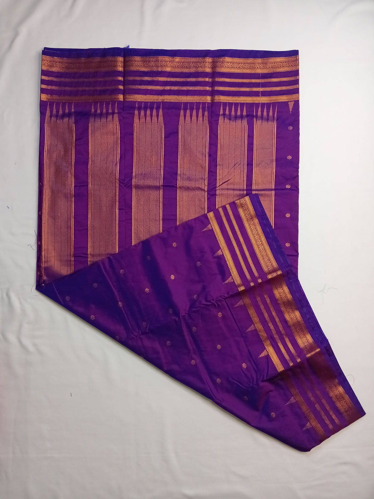 Purple Savitri Silk Temple Border Sarees