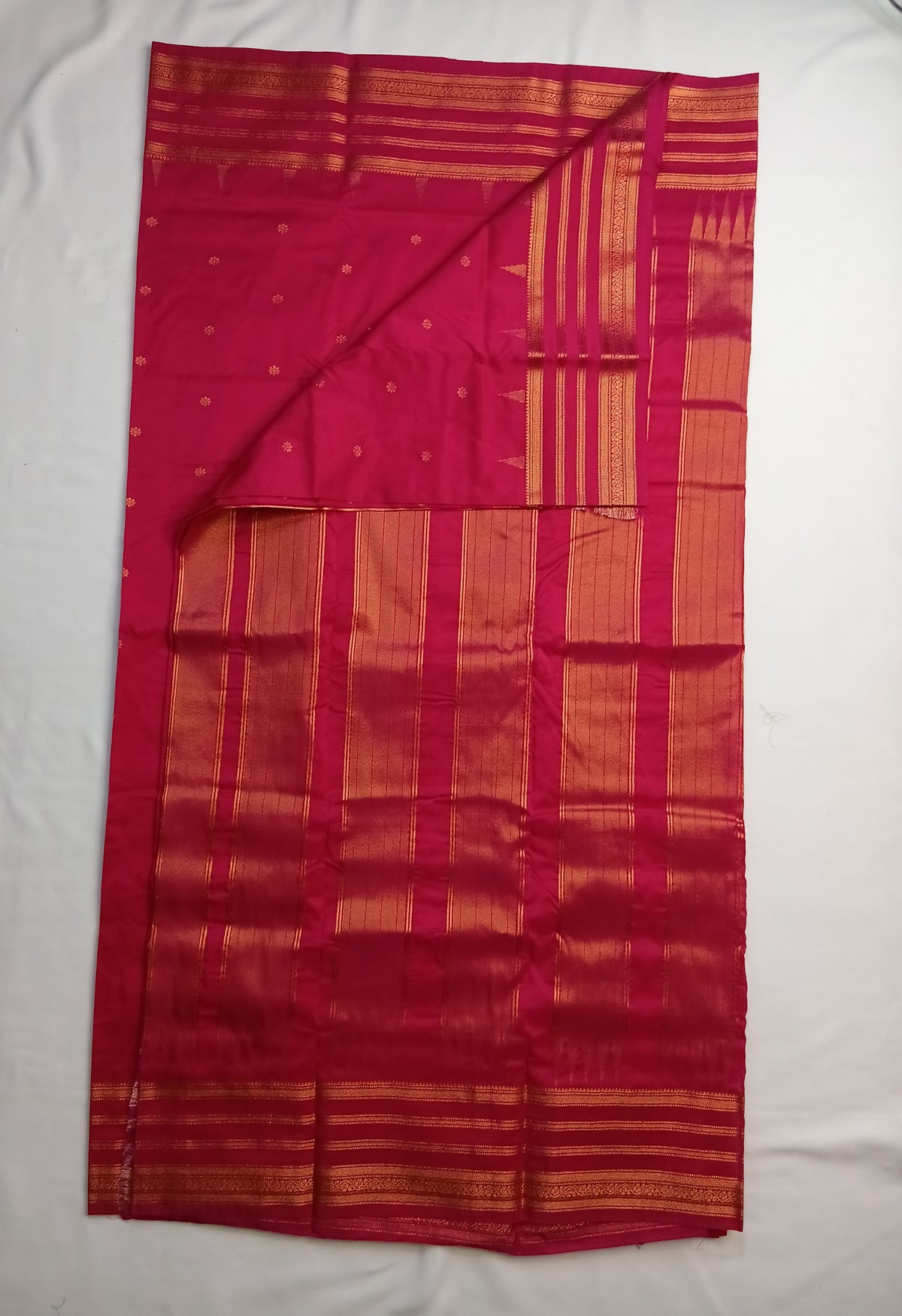 Magenta Pink Savitri Silk Temple Border Sarees