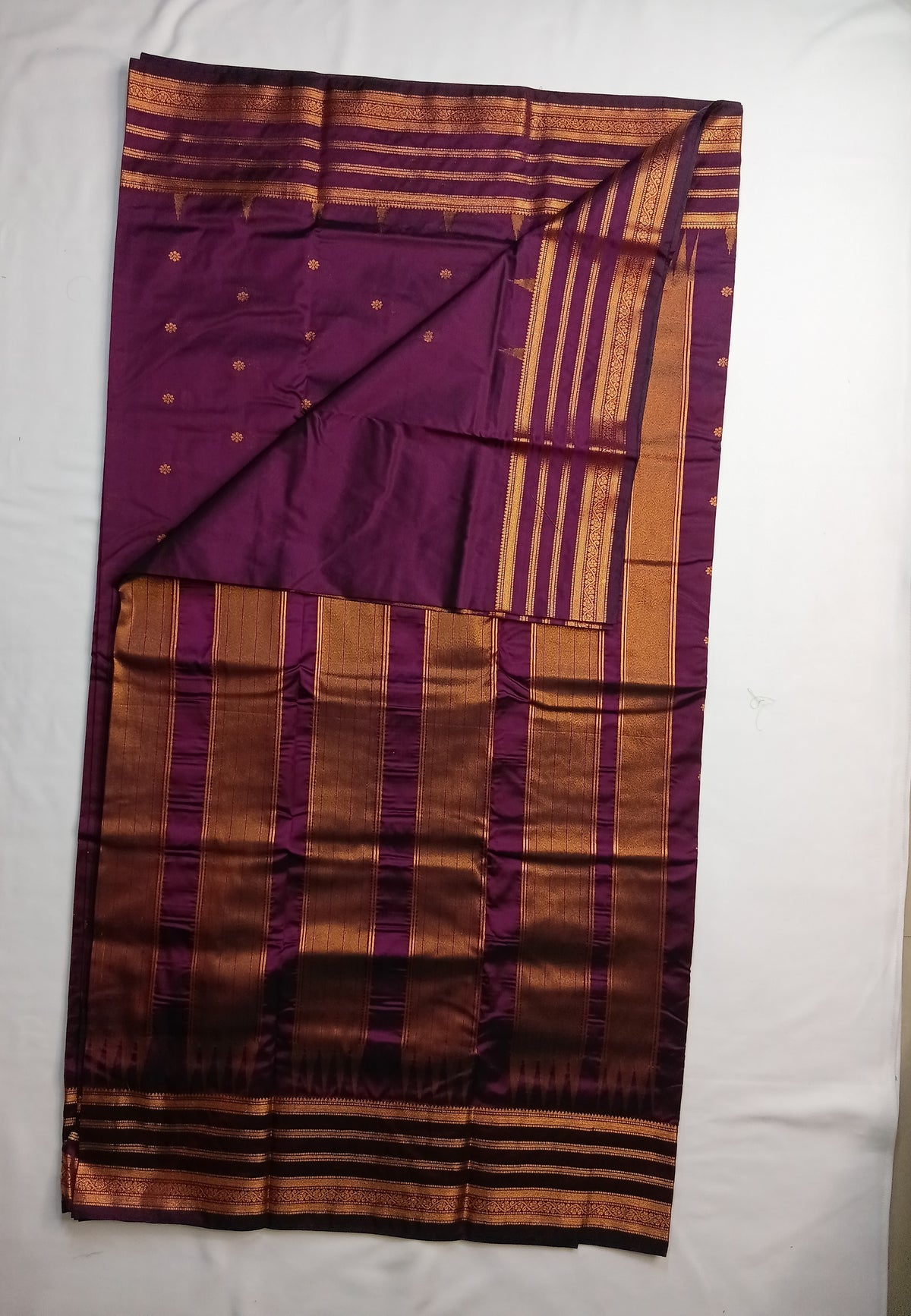 Wine Purple Savitri Silk Temple Border Sarees