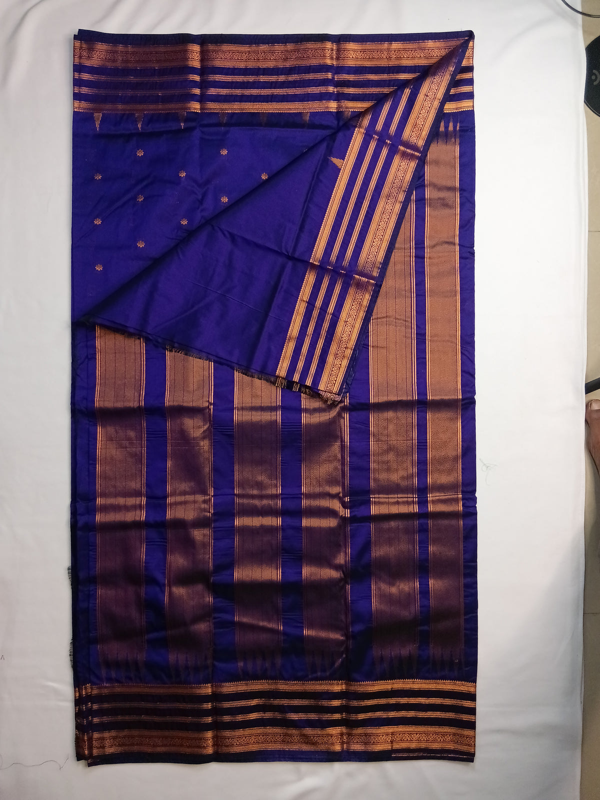 Royal Blue Savitri Silk Temple Border Sarees