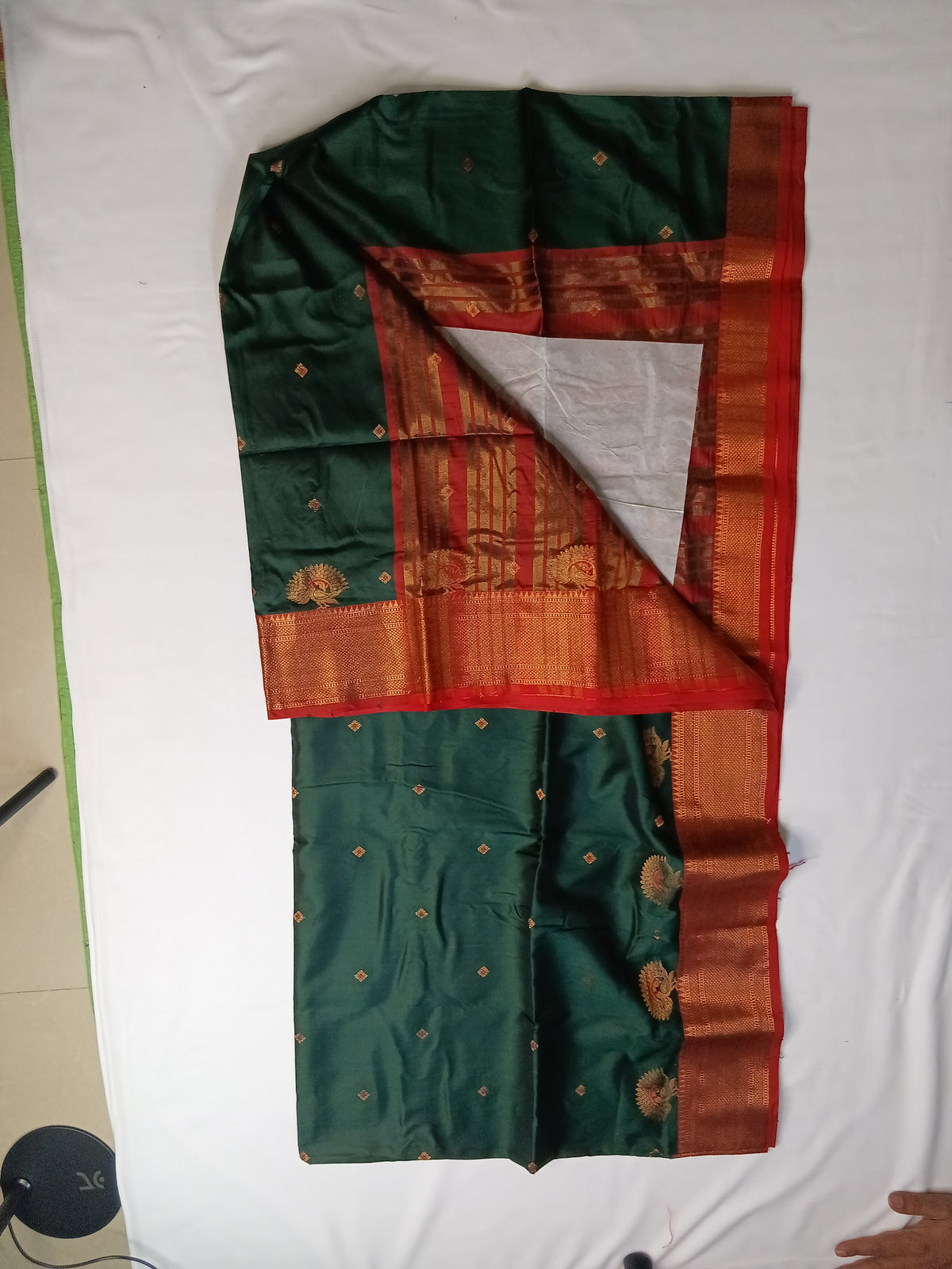 Bottle Green Manika Semi Silk Saree