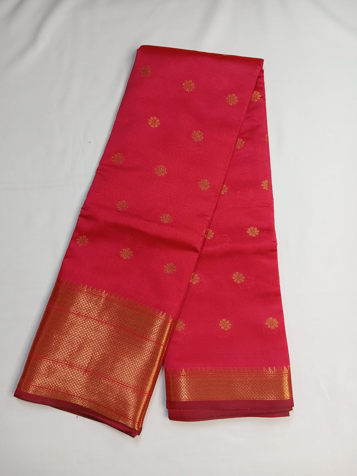 Rani Pink Trisha Silk Saree with Floral Butta Design
