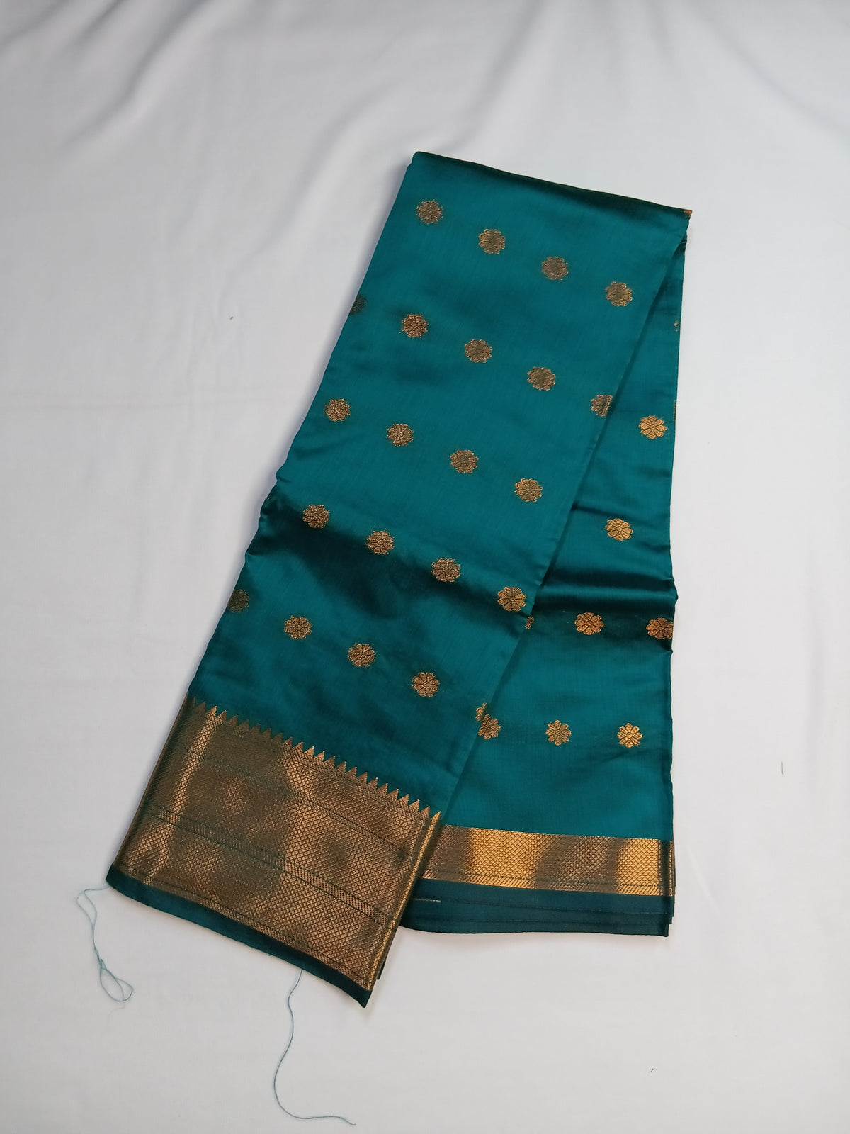Teal Blue Trisha Silk Saree with Floral Butta Design