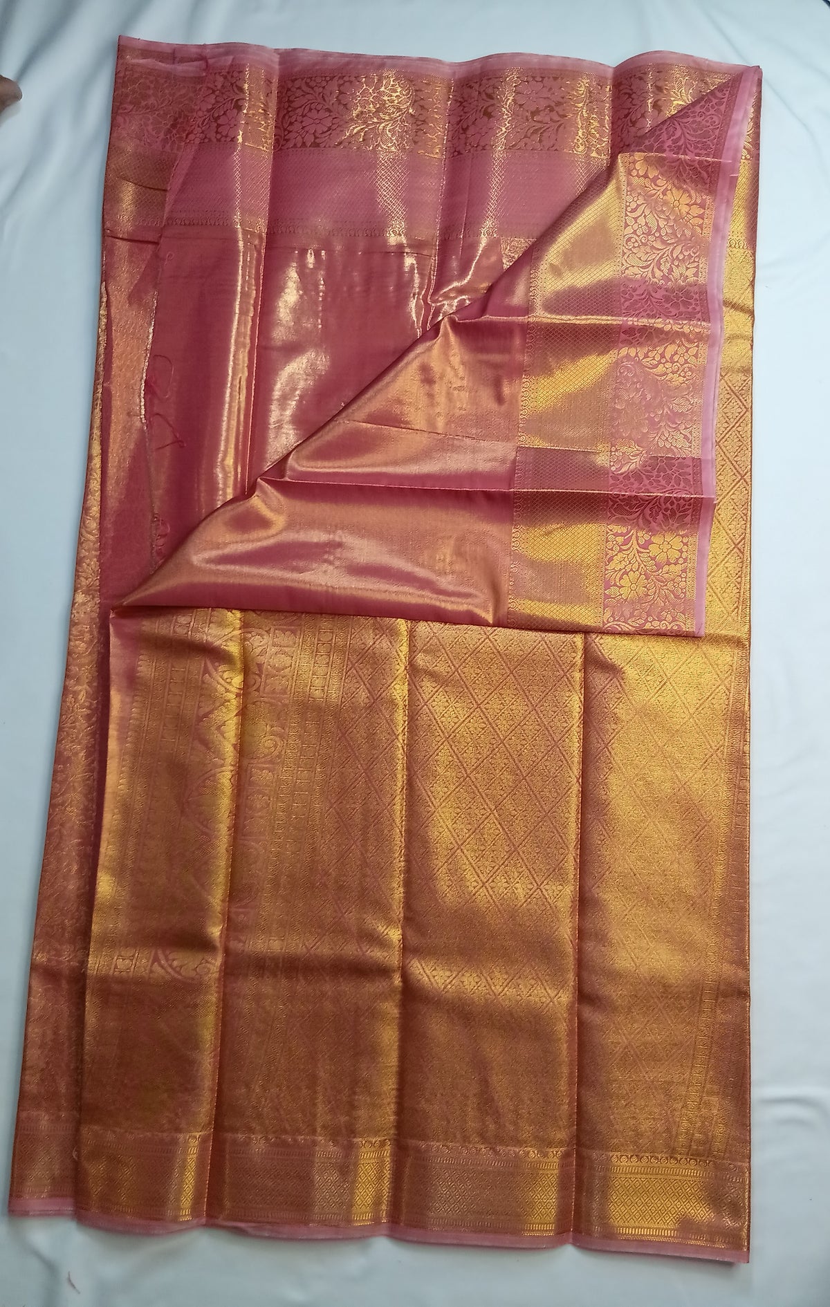 Dusty Rose Narayani Tissue Silk Saree