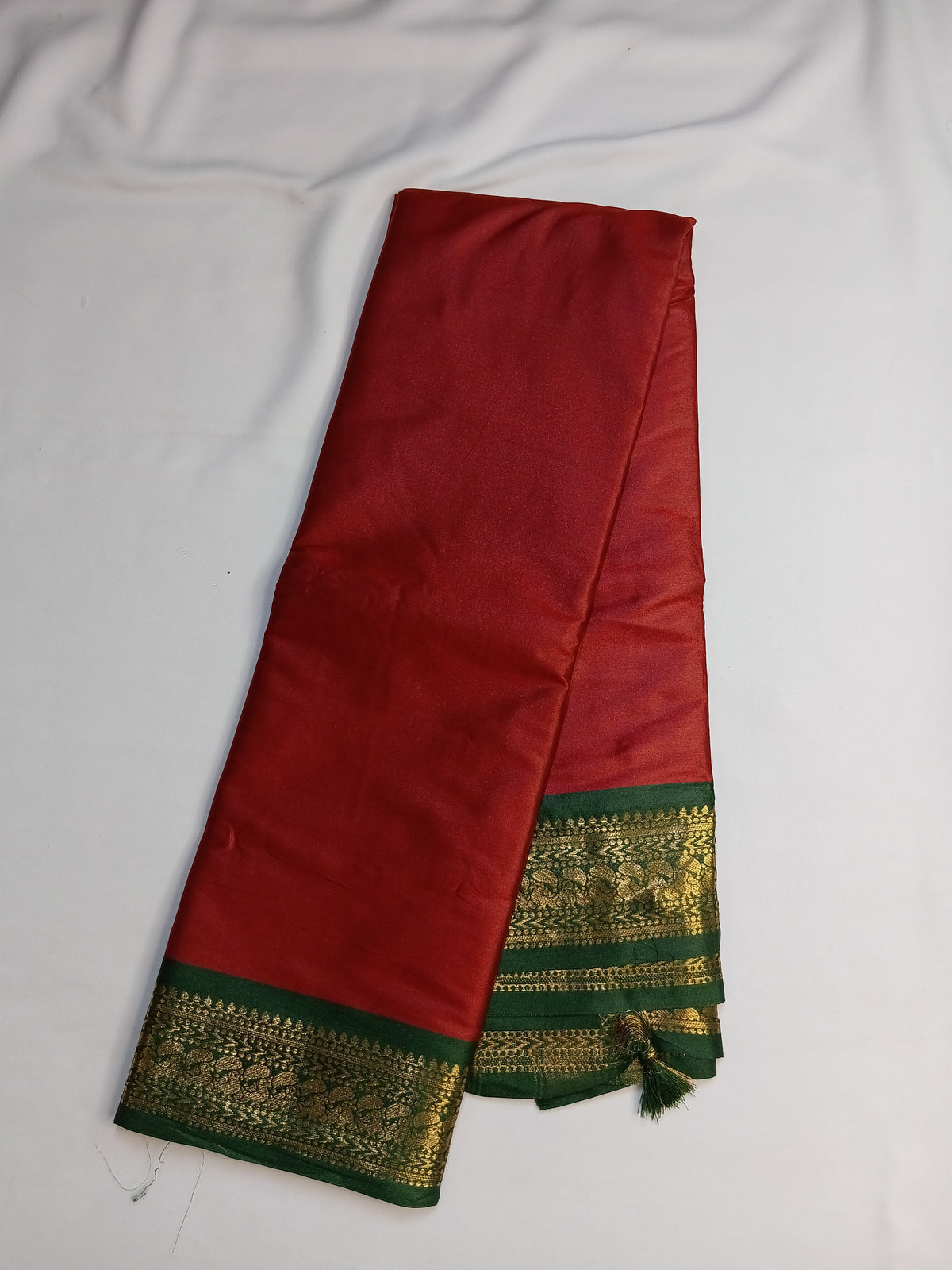 Coral Red Kalyani Plain Art Silk Saree