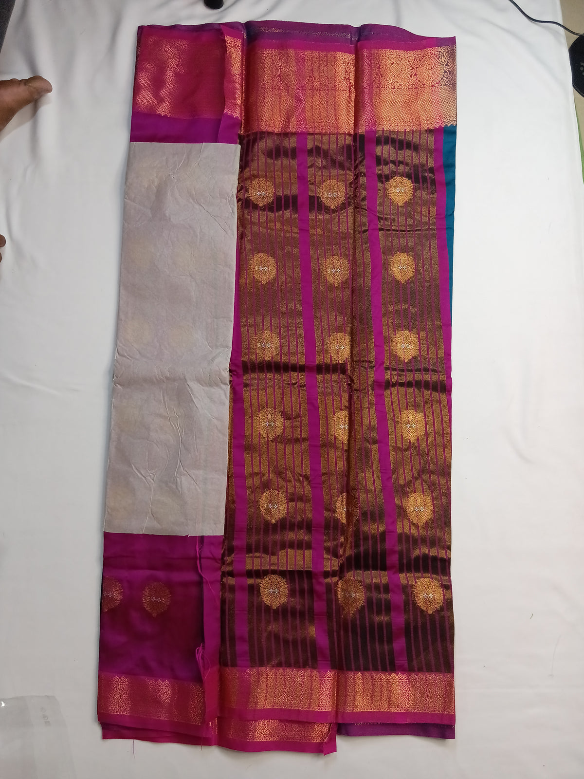 Teal Blue Kashmiri Silk Saree