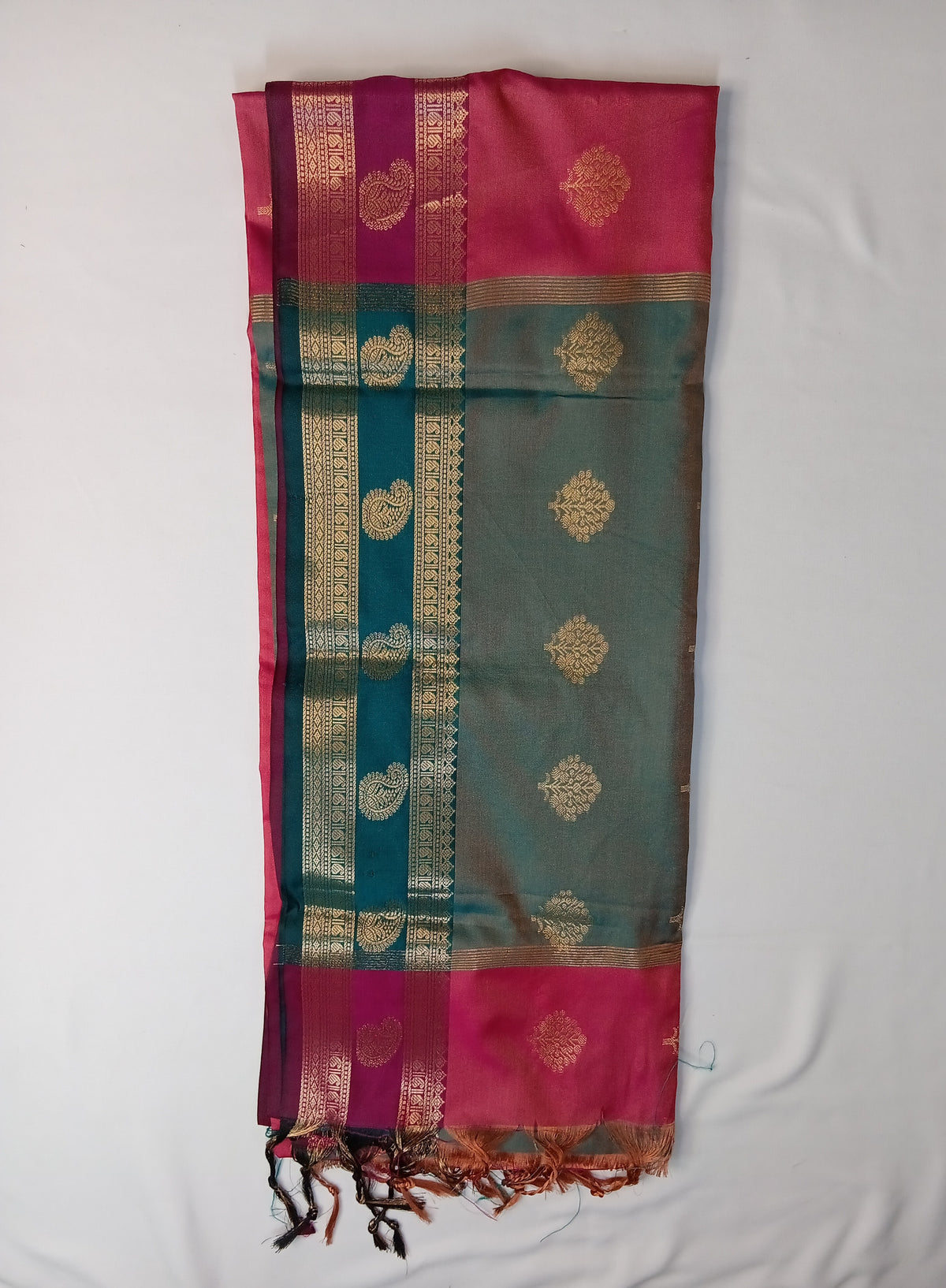 Rose Pink Purva Silk Saree with Mango Border