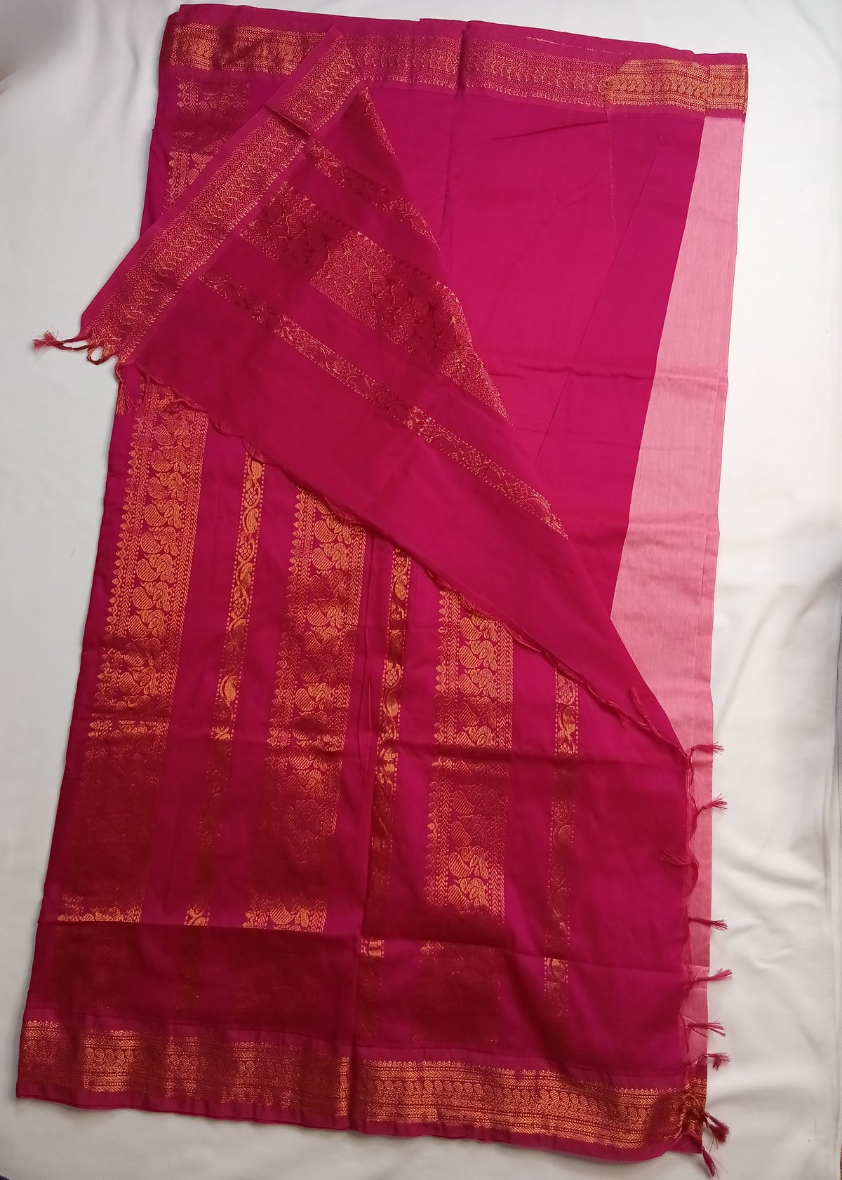 Rose Pink Gadwal Plain Saree and Rich Pallu