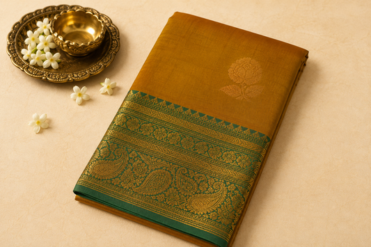 Mustard Gold Soft Pattu Silk Saree with Blouse