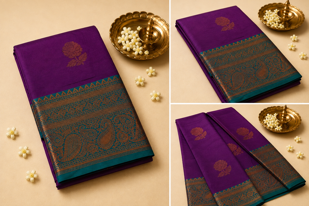 Royal Purple Soft Pattu Silk Saree with Blouse