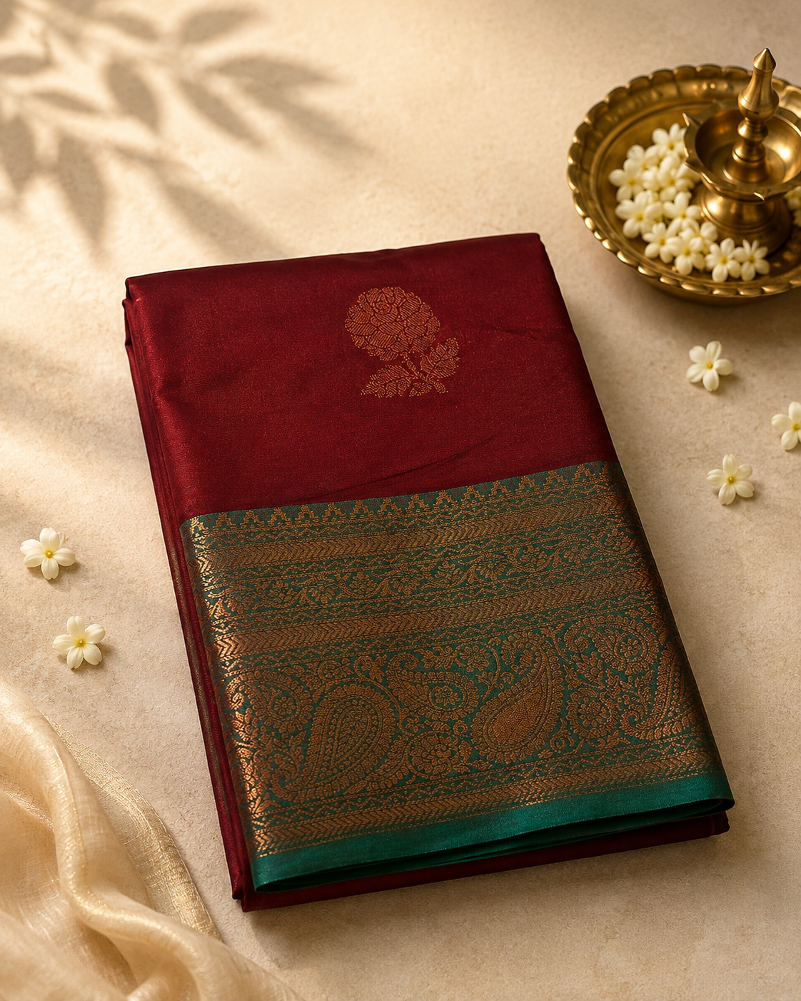 Deep Maroon Soft Pattu Silk Saree with Blouse