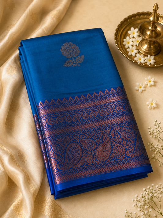 Turquoise Blue Soft Pattu Silk Saree with Blouse