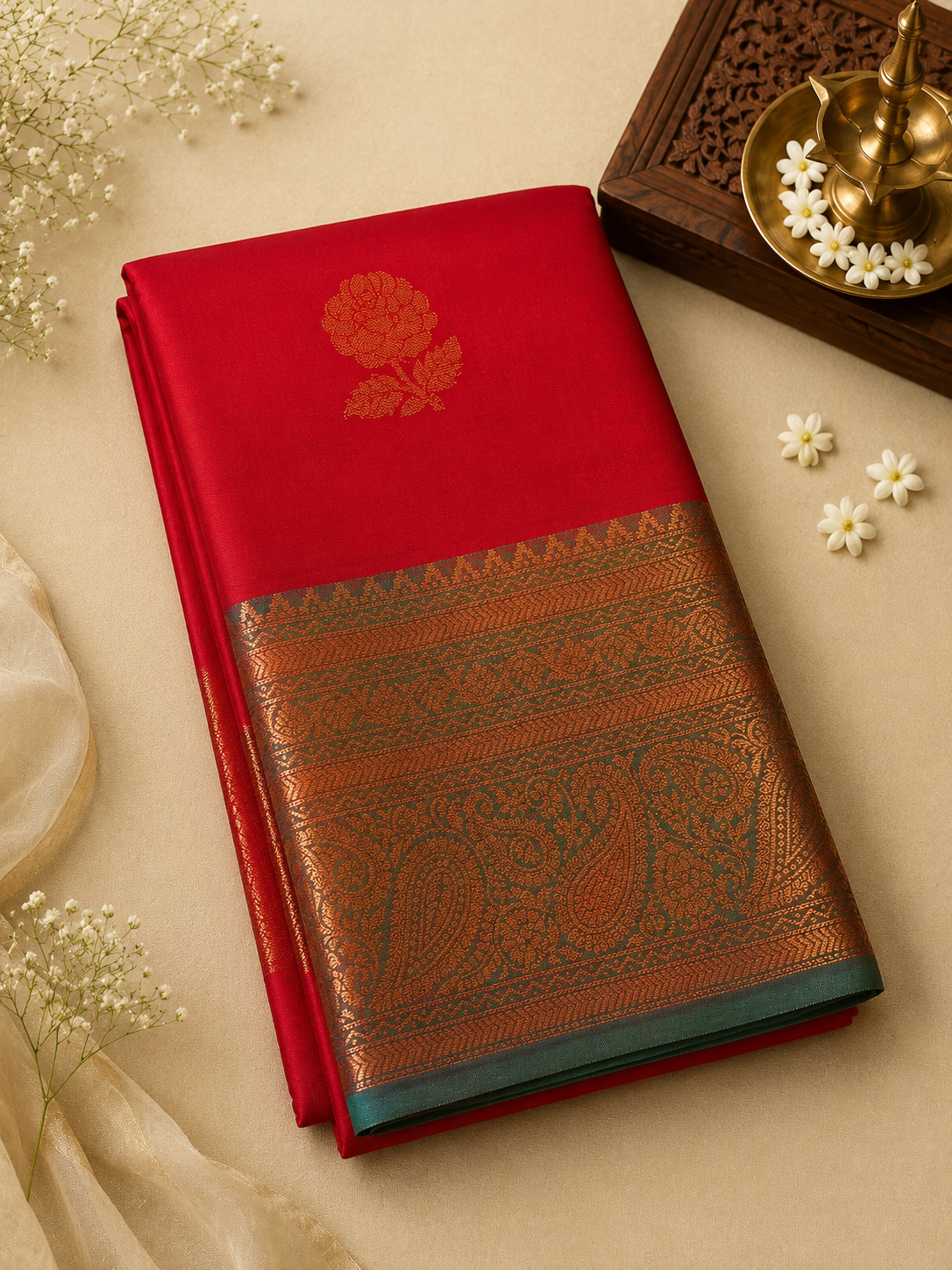 Ruby Red Soft Pattu Silk Saree with Blouse