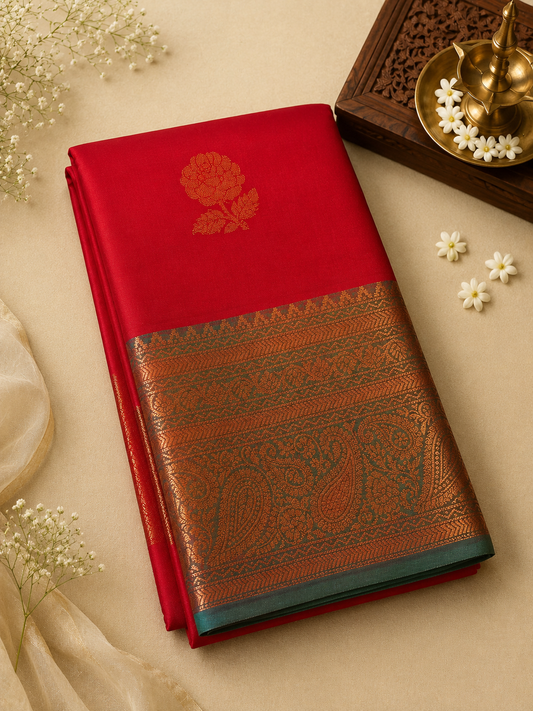Ruby Red Soft Pattu Silk Saree with Blouse