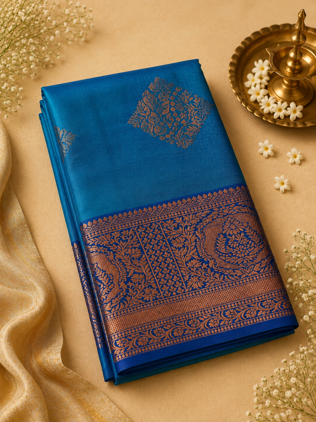 Sky Blue Soft Pattu Silk Saree with Blouse