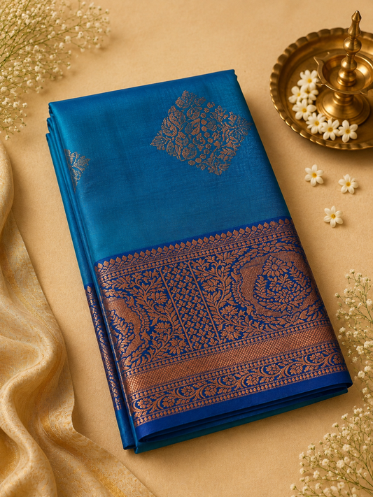 Sky Blue Soft Pattu Silk Saree with Blouse