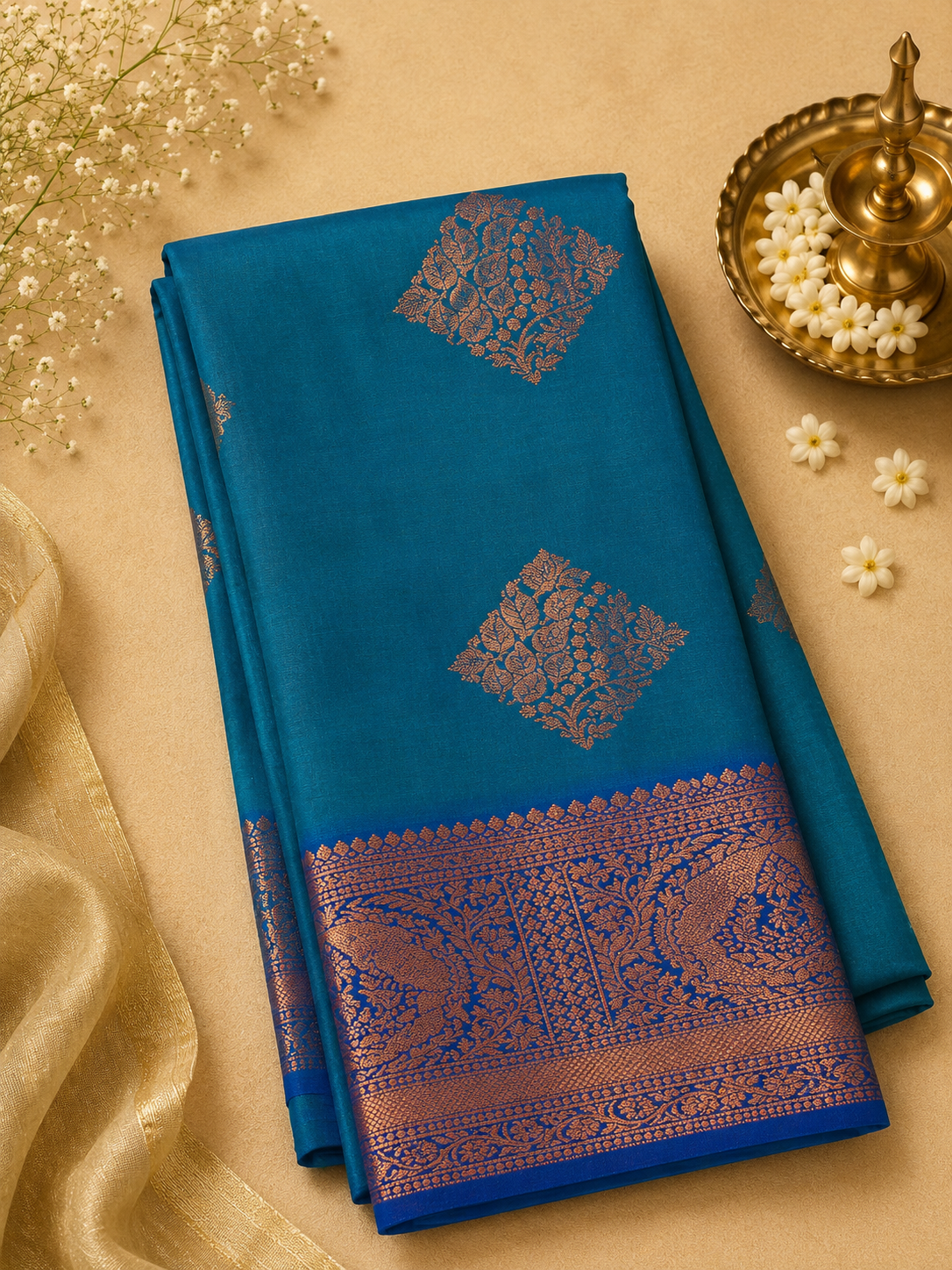 Sky Blue Soft Pattu Silk Saree with Blouse