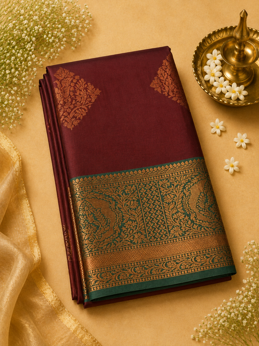 Maroon Soft Pattu Silk Saree with Blouse