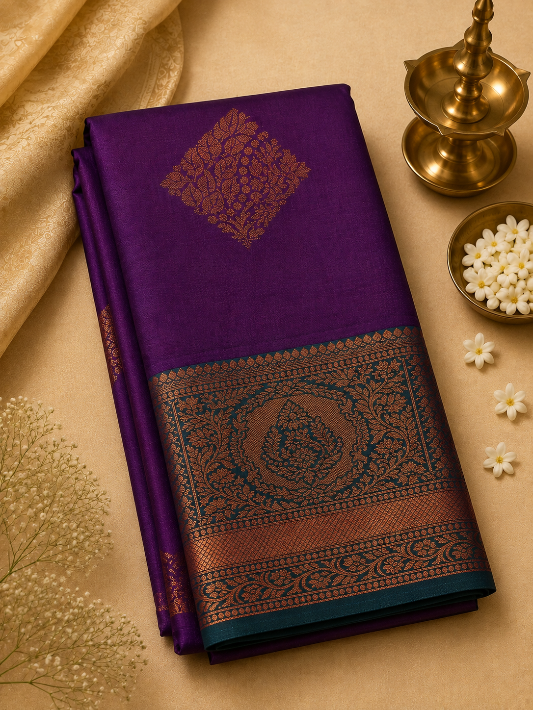 Royal Purple Soft Pattu Silk Saree with Blouse