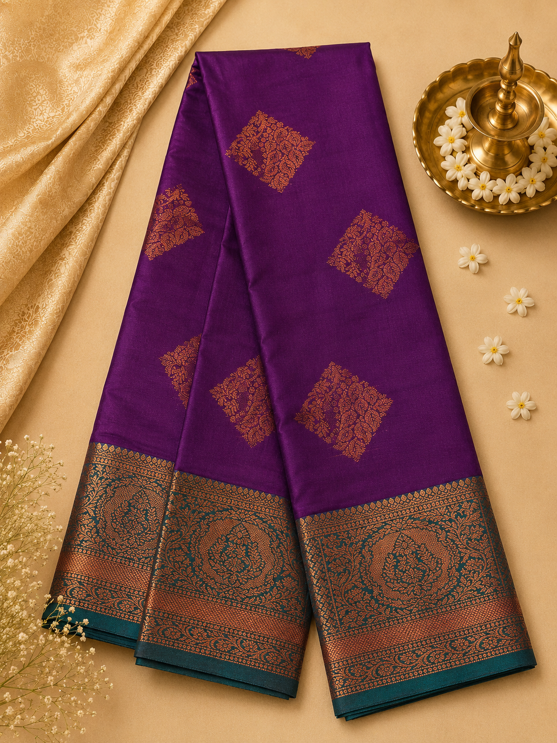 Royal Purple Soft Pattu Silk Saree with Blouse