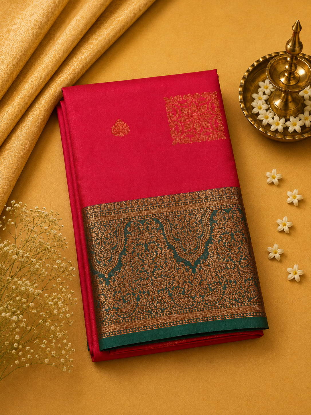Rani Pink Soft Pattu Silk Saree with Rich Zari Border & Blouse