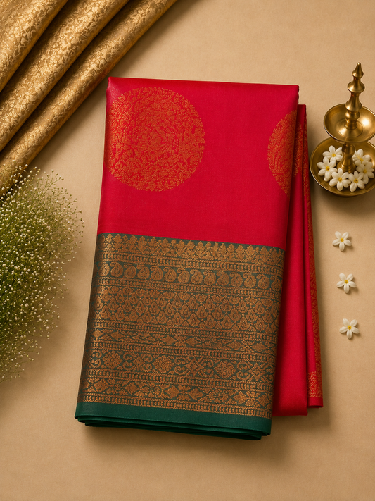 Rani Pink Soft Pattu Silk Saree with Traditional Zari Border & Blouse