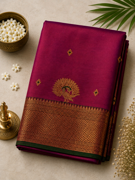 Rusty Brown Manika Semi Silk Saree