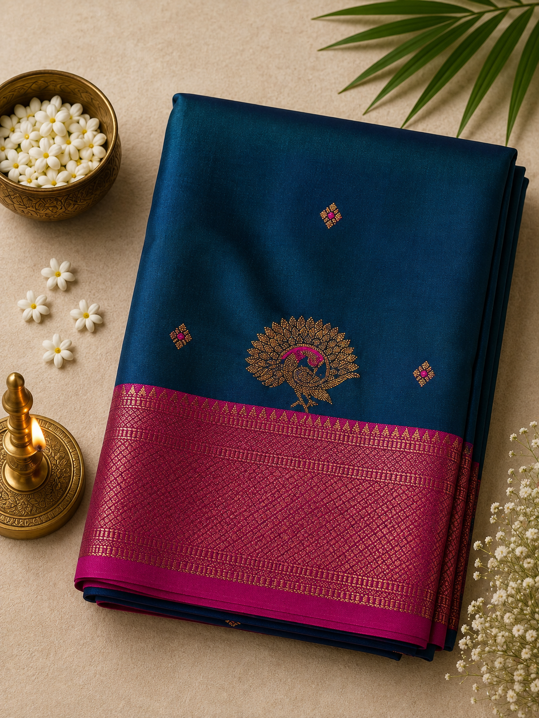 Royal Blue Manika Semi Silk Saree