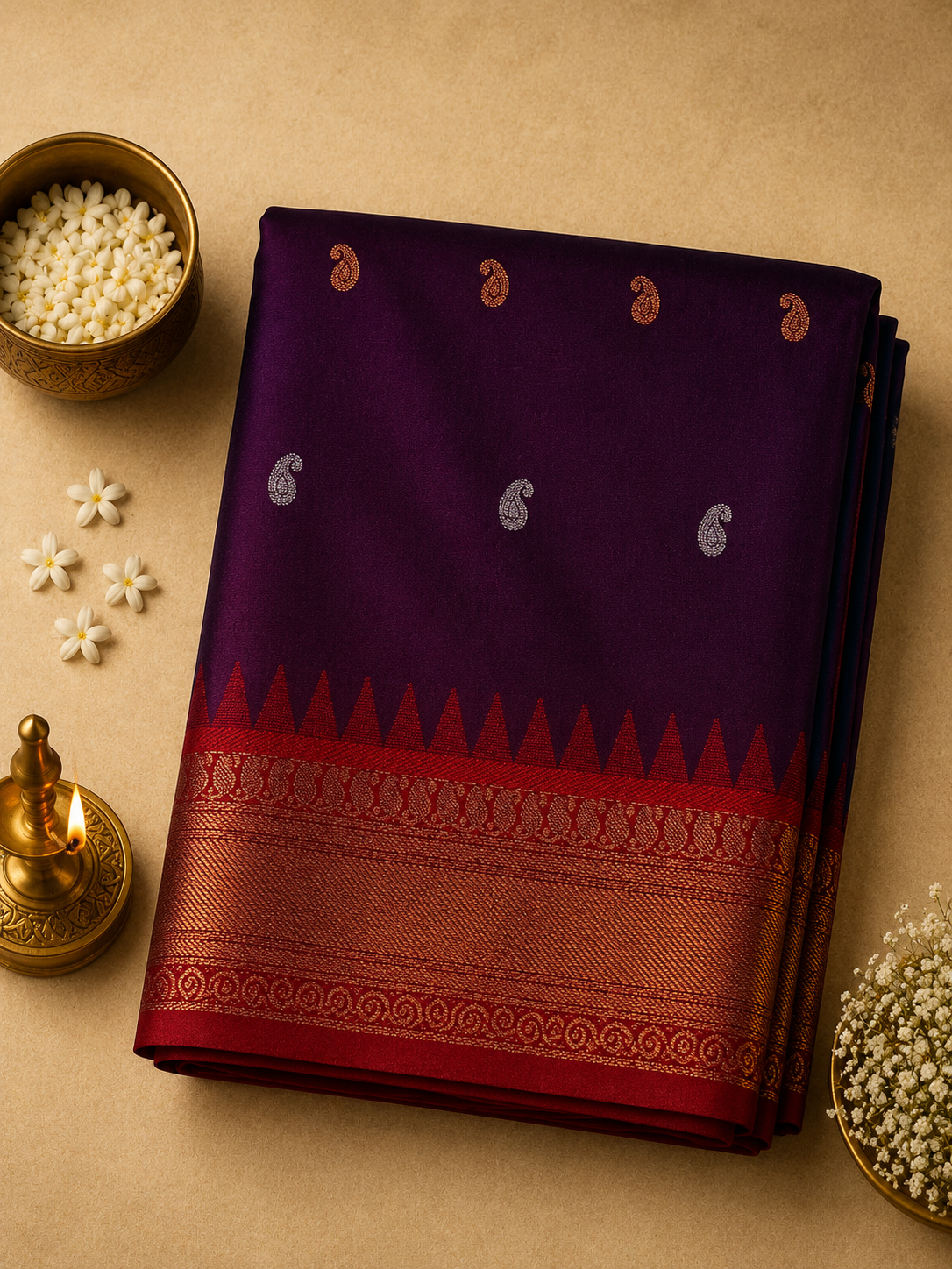 Deep Purple Dhansahree Paithani Silk Saree