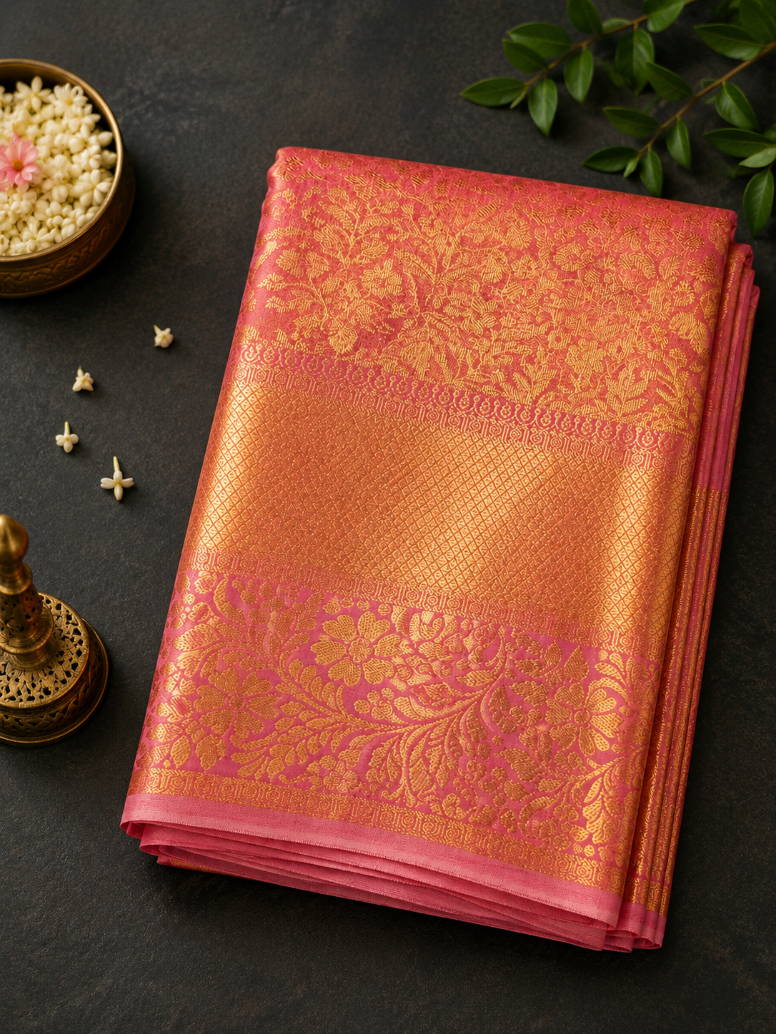 Dusty Rose Narayani Tissue Silk Saree