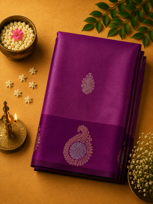 Lavender Purple Shakil Purva Silk Saree