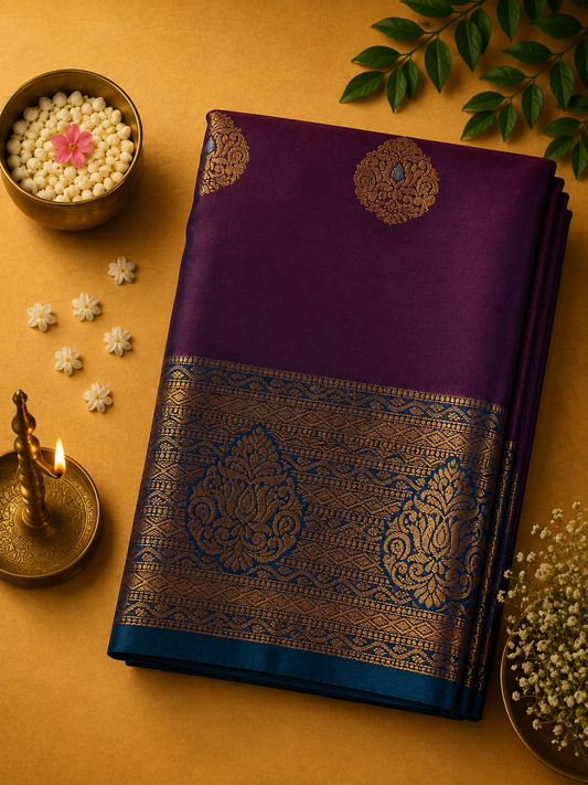 Wine Kashmiri Silk Saree