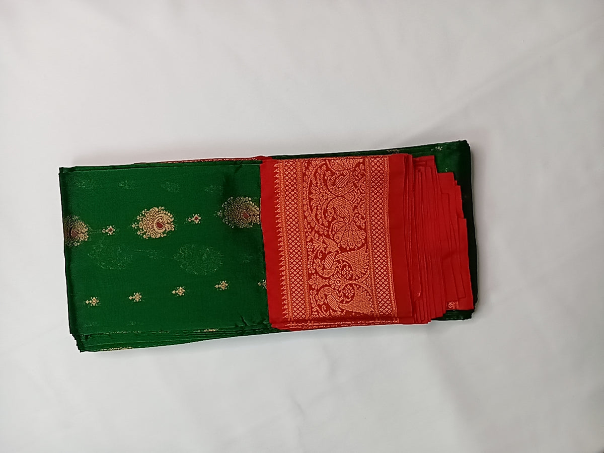 Elegant Green Paithani Saree with Rich Red Zari Pallu