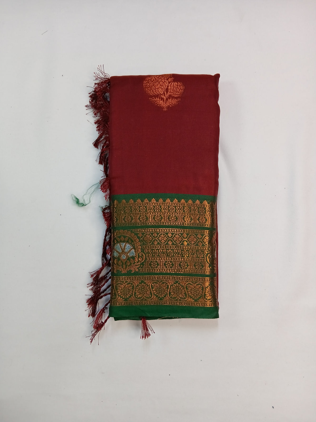 Maroon Gayatri Silk Saree with Traditional Zari Border & Blouse