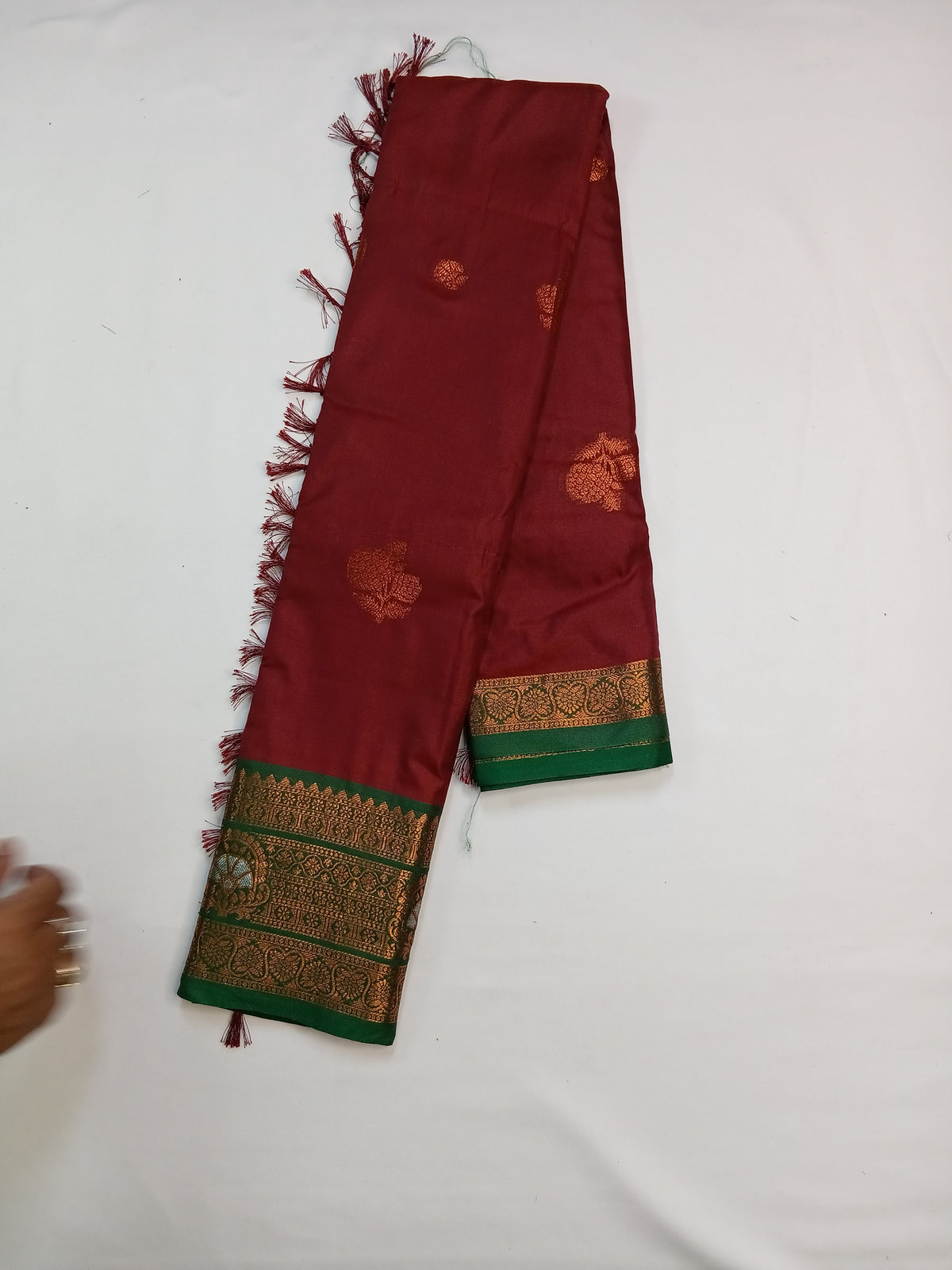 Maroon Gayatri Silk Saree with Traditional Zari Border & Blouse