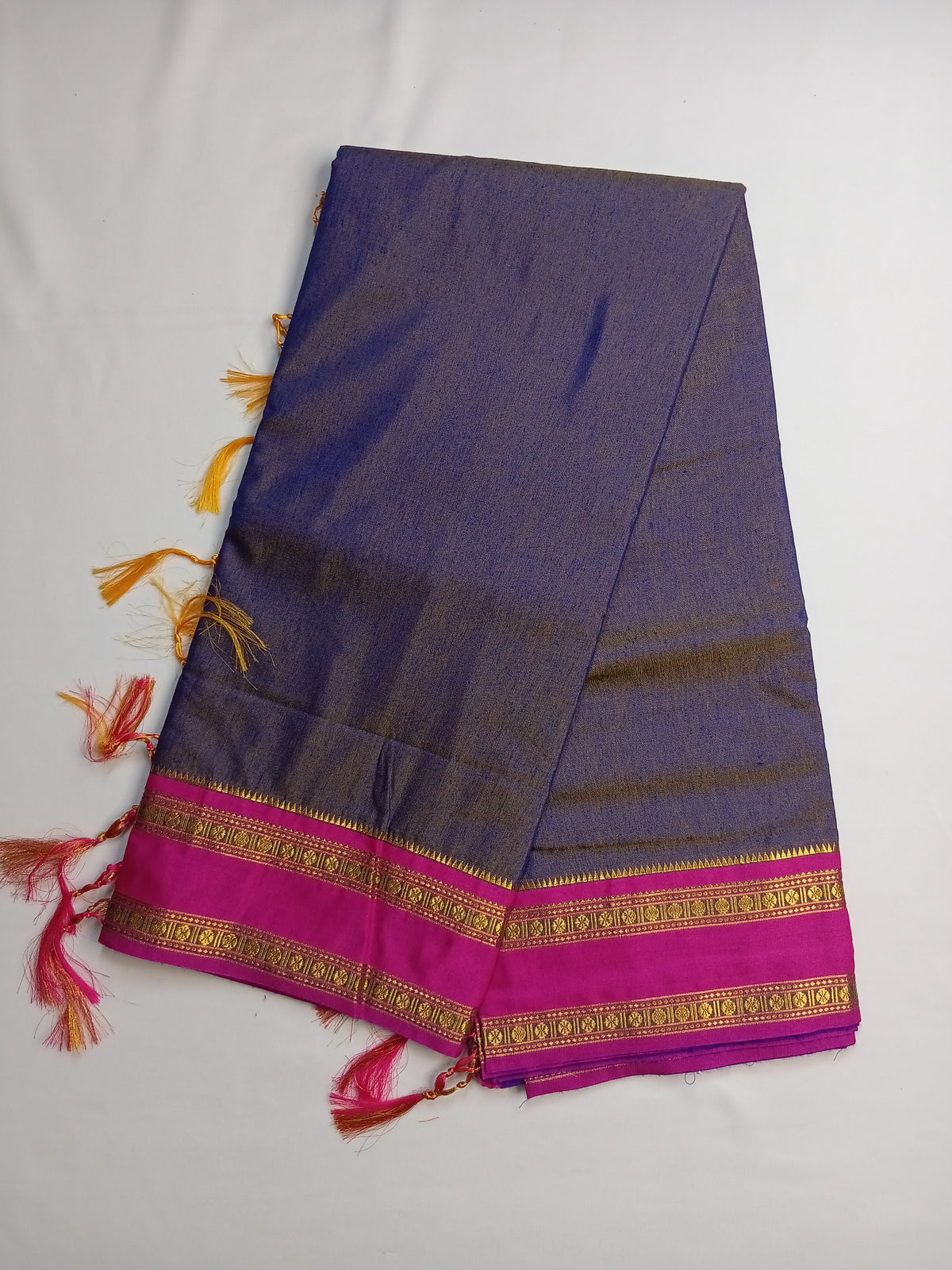 Teal Blue Narayani Cotton Saree with Red Silk Jari Border
