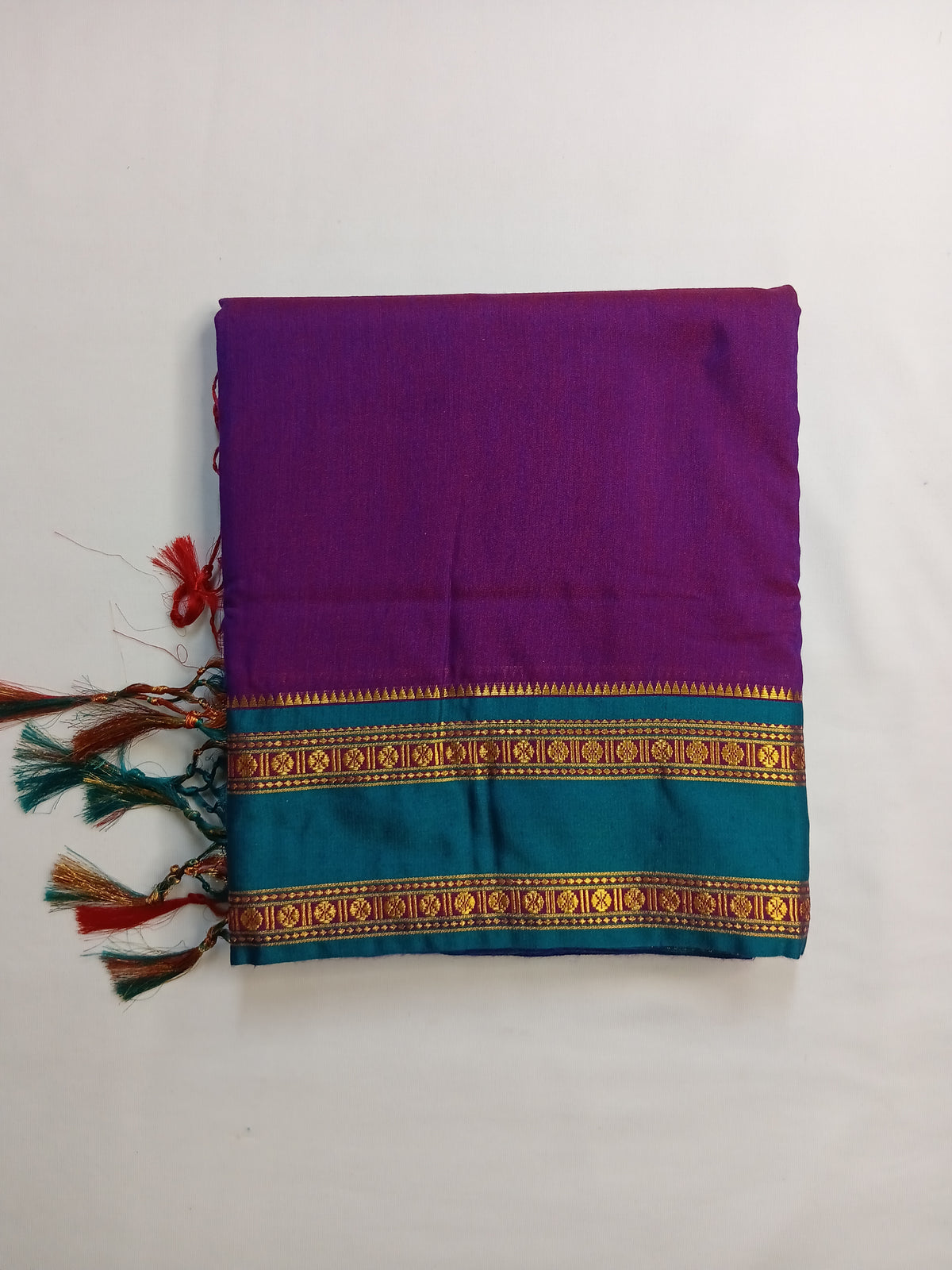Royal Purple Ilkal Cotton Narayani Saree with Contrast Border & Blouse