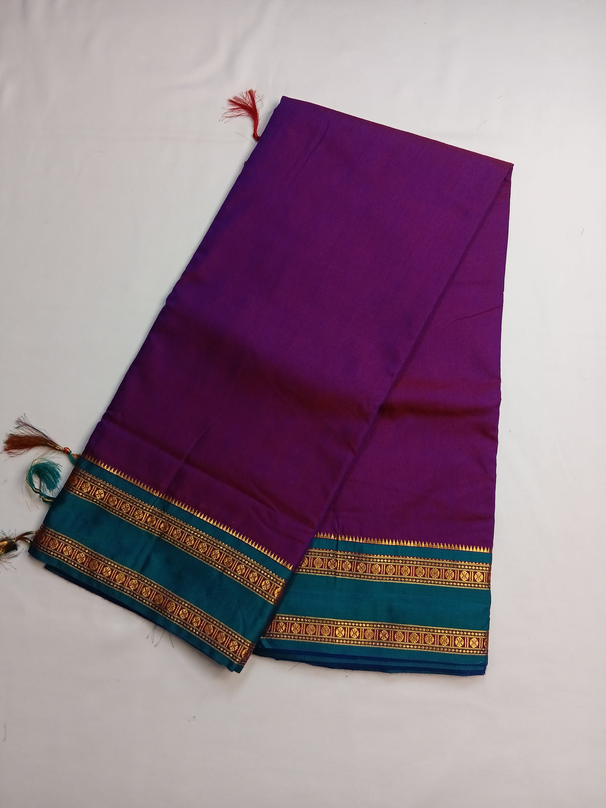 Royal Purple Ilkal Cotton Narayani Saree with Contrast Border & Blouse