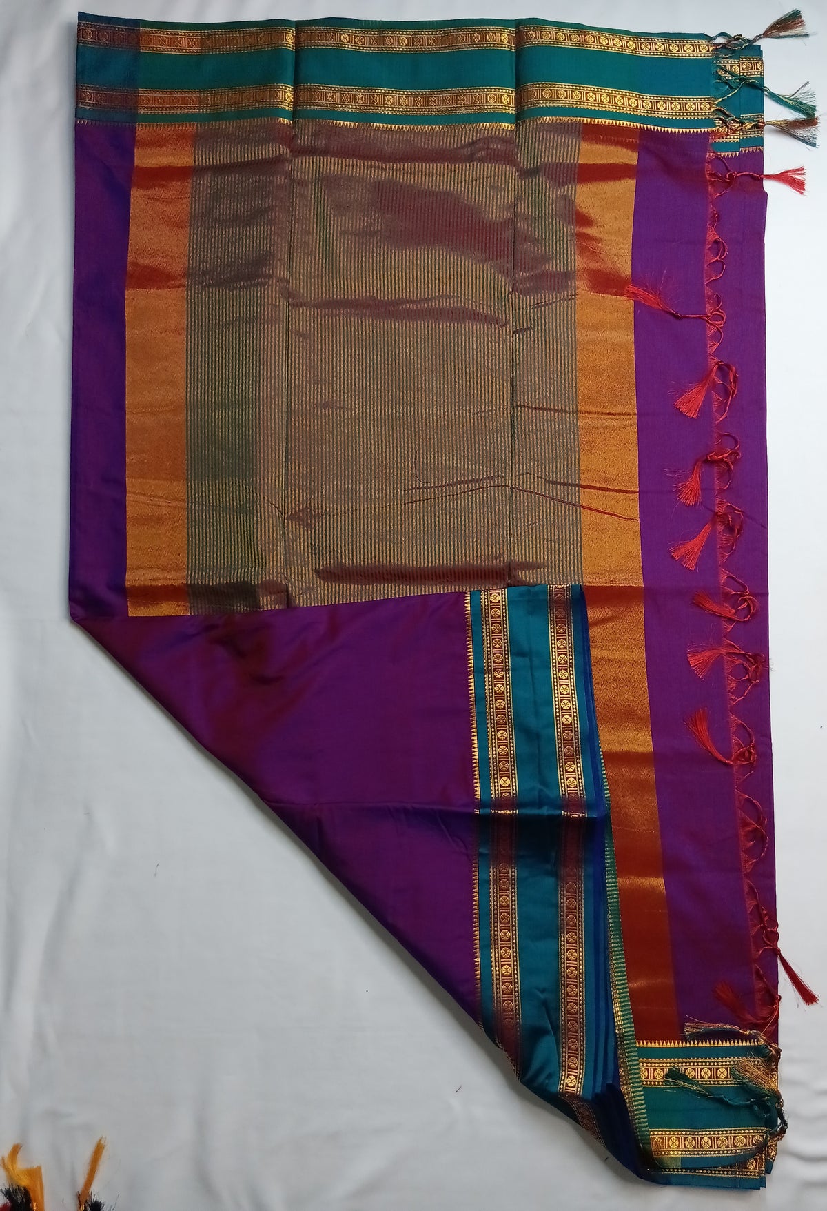 Royal Purple Ilkal Cotton Narayani Saree with Contrast Border & Blouse