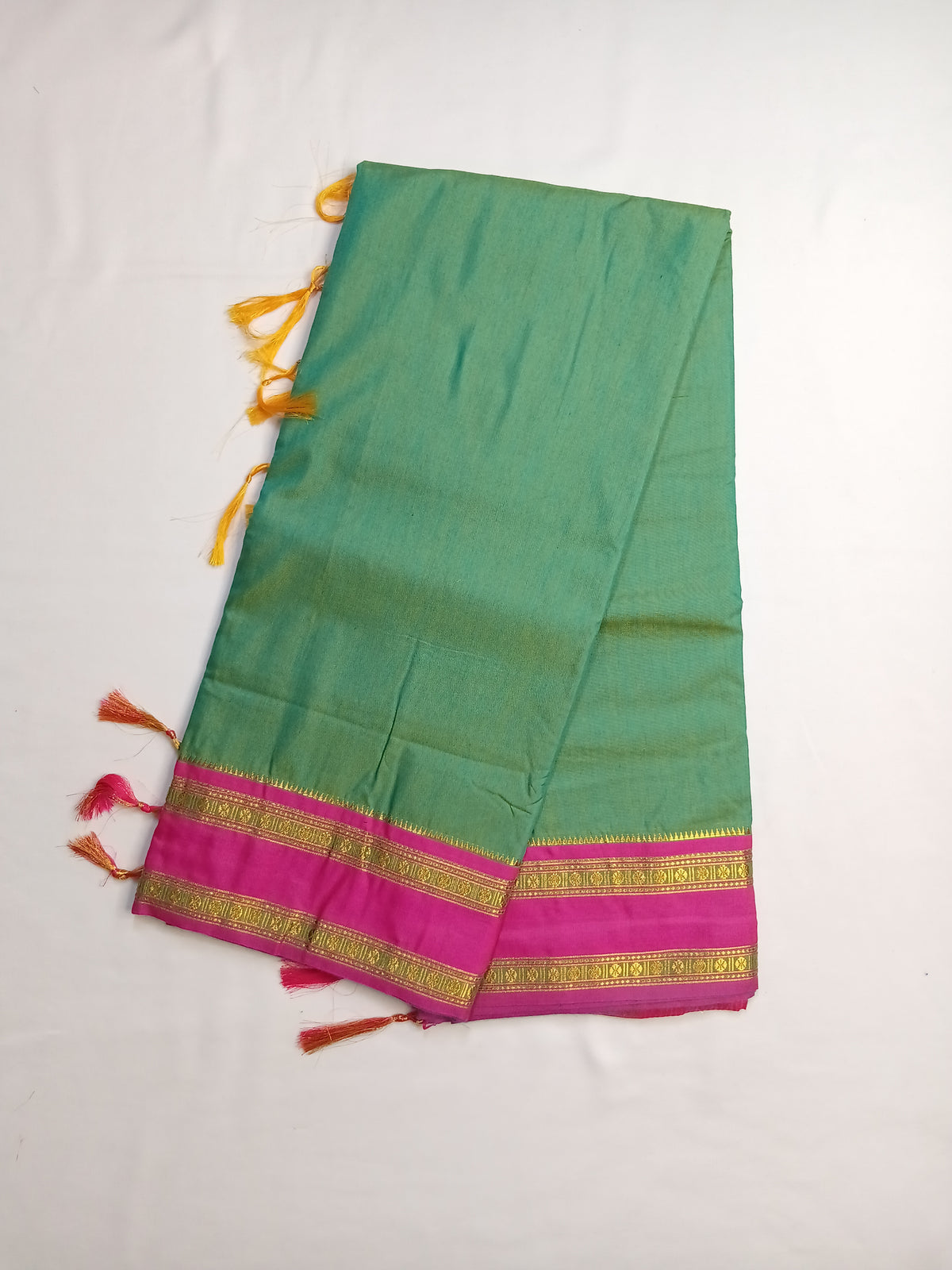 Mint Green Ilkal Cotton Narayani Saree with Contrast Border & Blouse