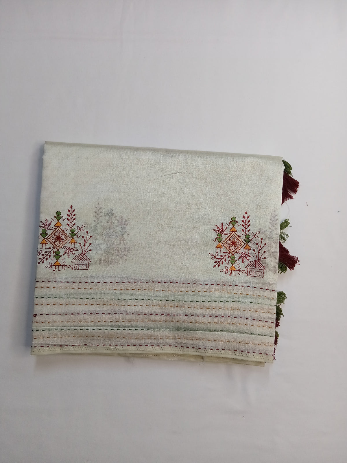 Cotton Sarees  Ivory/Cream – multicolor traditional motif