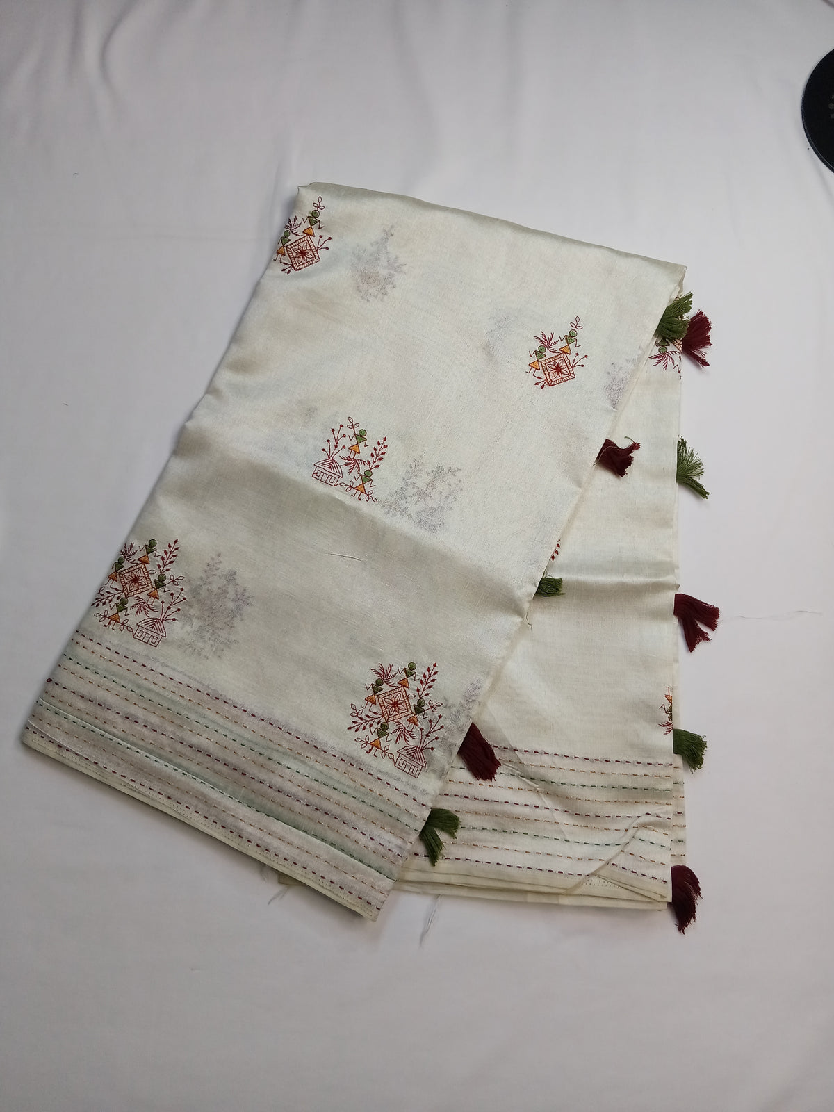Cotton Sarees  Ivory/Cream – multicolor traditional motif
