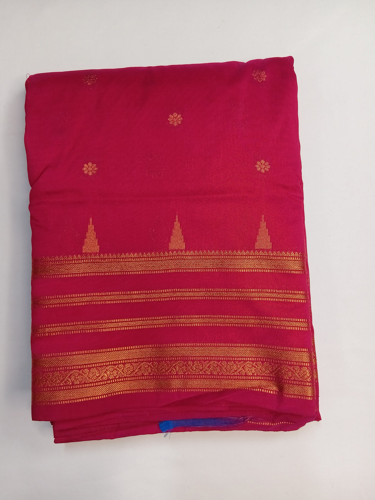 Magenta Pink Savitri Silk Temple Border Sarees