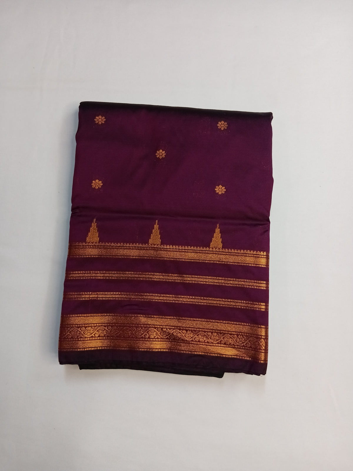 Wine Purple Savitri Silk Temple Border Sarees