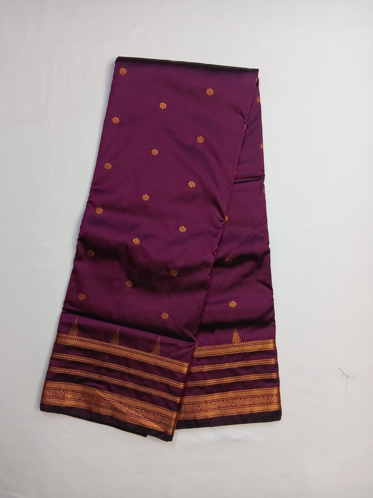 Wine Purple Savitri Silk Temple Border Sarees