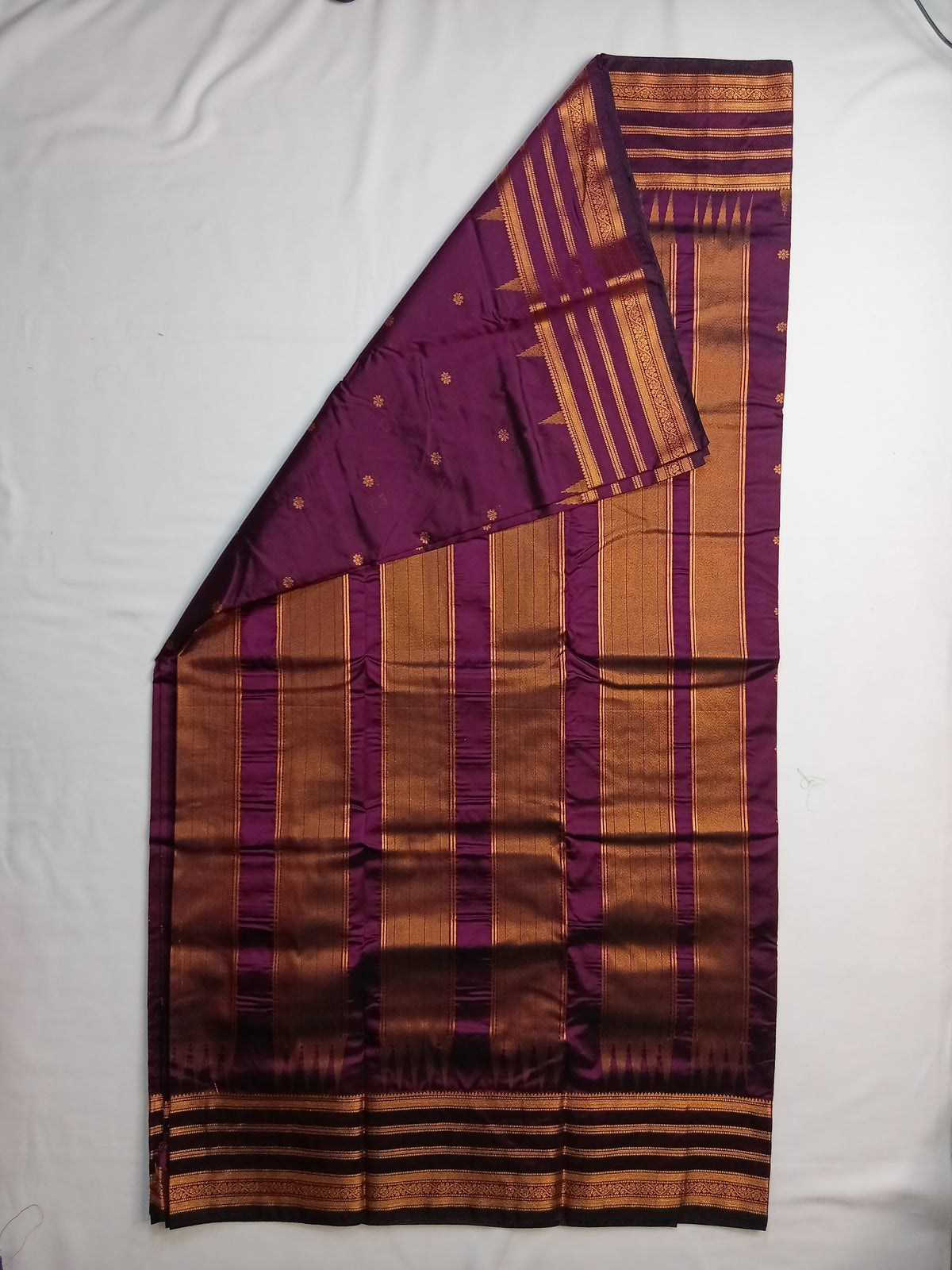 Wine Purple Savitri Silk Temple Border Sarees