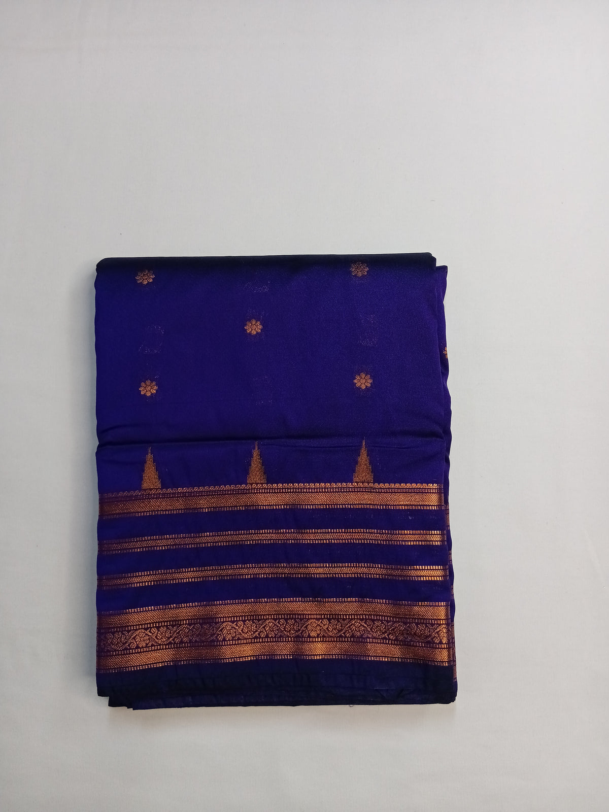 Royal Blue Savitri Silk Temple Border Sarees